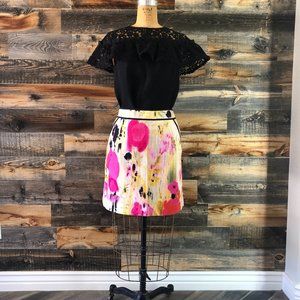 NWOT Anthropologie Women's Rain Poppy Watercolor Floral Skirt by Tabitha, Size 6